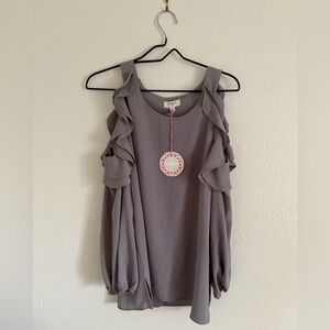 Umgee Cold Shoulder Blouse Fairycore Cottagecore Preppy Boho‎ Ren Faire Festival